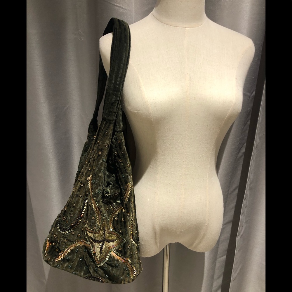 Handmade Embroidery Sequin Beaded Velvet Handbag - Picture 4 of 16